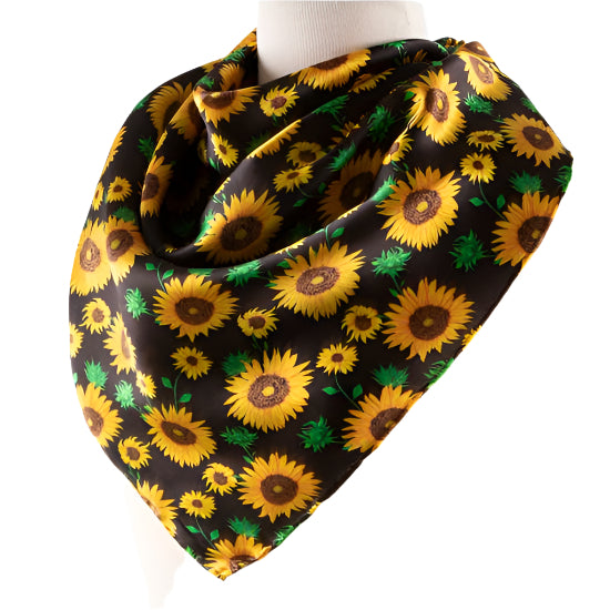 Scarf SO (0908118) - 100% Silk Wild Rag Neck Scarf, Sunflowers