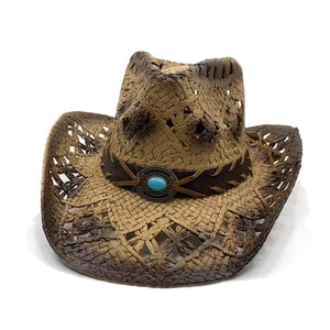 Hat (11259704) Western Cowboy Straw Hat Vintage Hollow - NEW