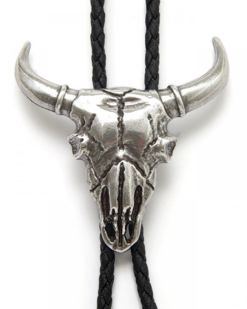 Bolo Tie (22233) - Double S Western Steer Skull Slide