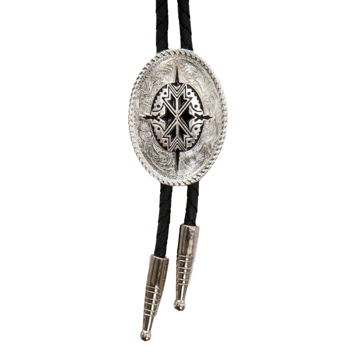 Bolo Tie (2270236) - Black & Silver Oval