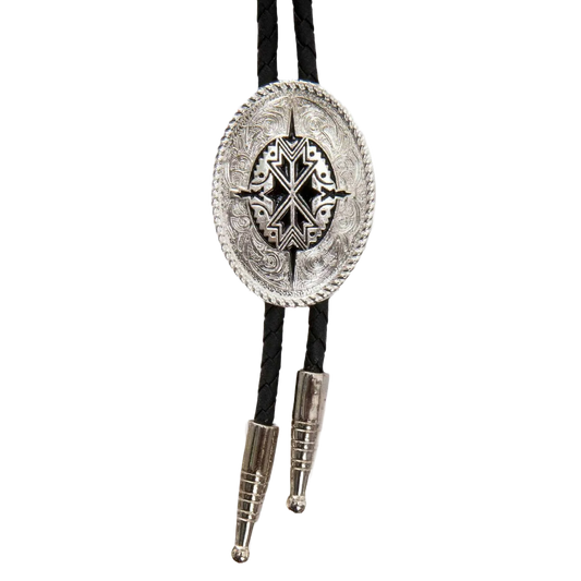Bolo Tie (2270236) - Black & Silver Oval