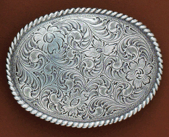 Buckle (37222) - Nocona Oval Western Floral Scroll Belt Buckle