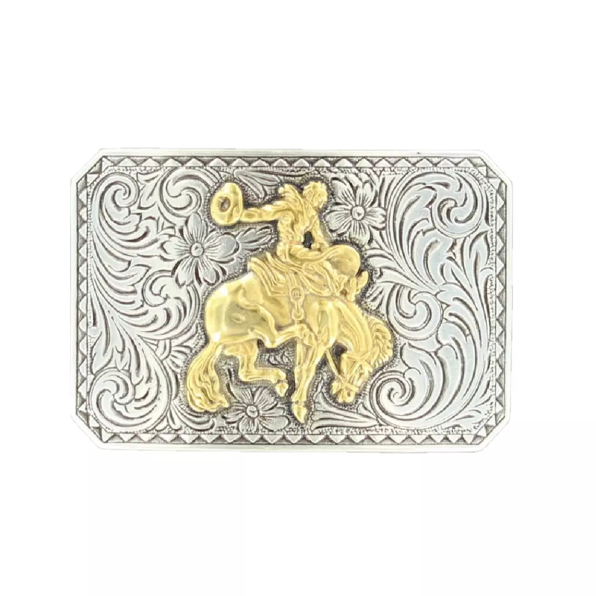 Buckle (37558) - Nocona Silver/Gold Bronc Rider Belt Buckle