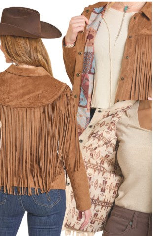 Jacket Women's SZN-2026 (DW92CO 6875) Powder River Outfitters Fringe Suede