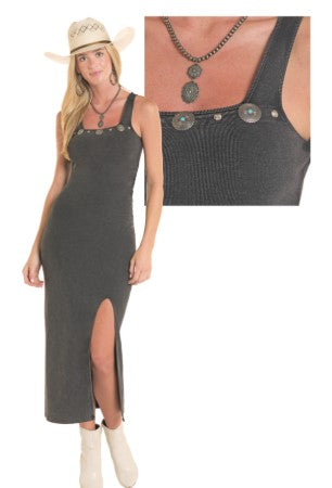 Dress Women's SZN-2026 (BWD0R0 8804) - Rock and Roll Rib Knit with Concho Studs & Side Ruching