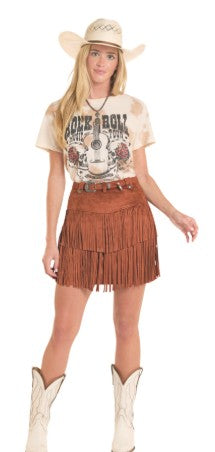 Skirt Women's SZN-2026 (BW69BO 8812) - Rock & Roll Microsuede Miniskirt with Belt Teal