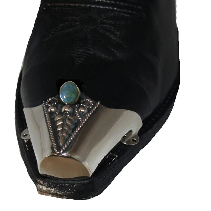 Boot Tip (AC19TTS) - Small Silver with Turquoise Stone