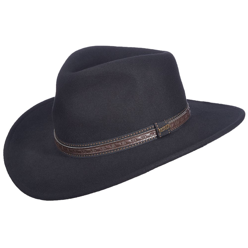 Hat *DNO (DF105) - Dorfman San Antonio Water Repellent Wool Felt Crushable Outback, 3" Brim Ribbon