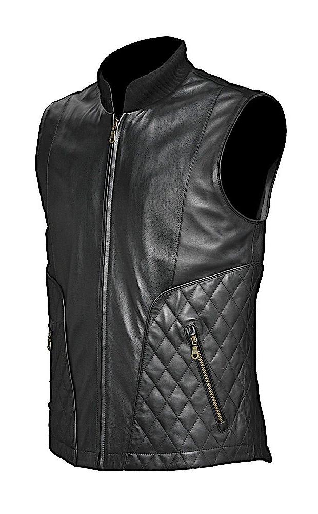 Leather Vest CO (H131BOB) Men's Fashion Lamb Skin Black