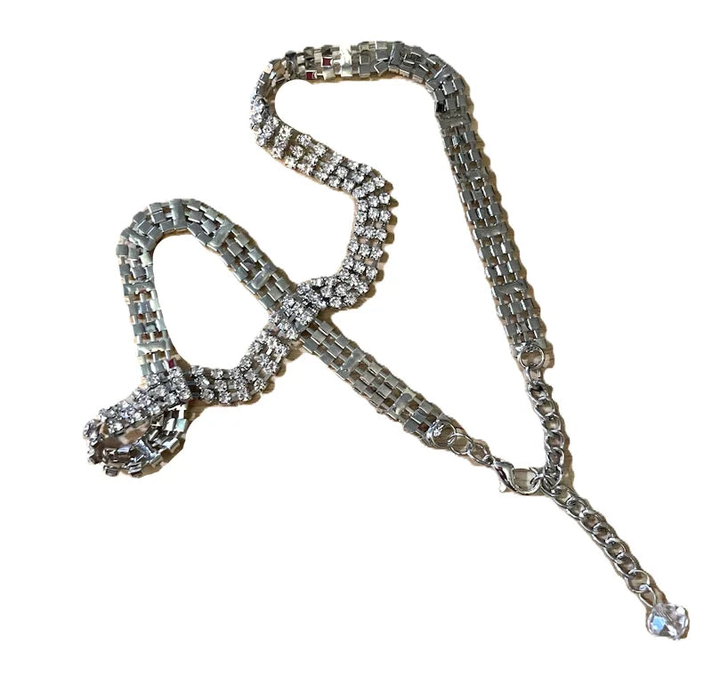Hatband (HB61-6C) - 3 Row Silver Rhinestone Cowboy