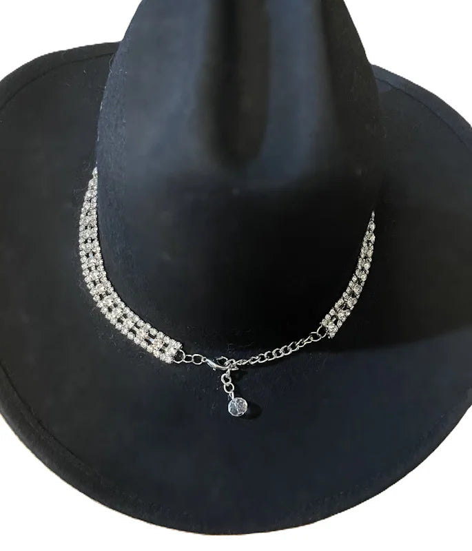 Hatband (HB61-6C) - 3 Row Silver Rhinestone Cowboy