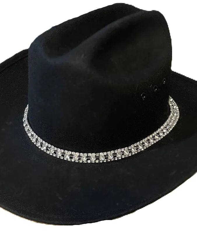 Hatband (HB61-6C) - 3 Row Silver Rhinestone Cowboy