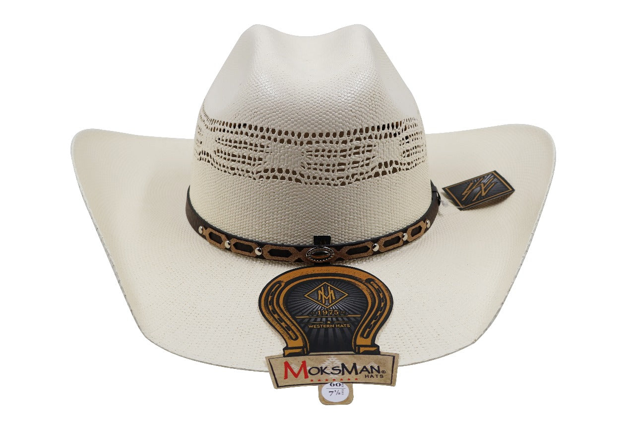 Hat (MB123) - Bangora Straw Cowboy Hat "Twister Style"