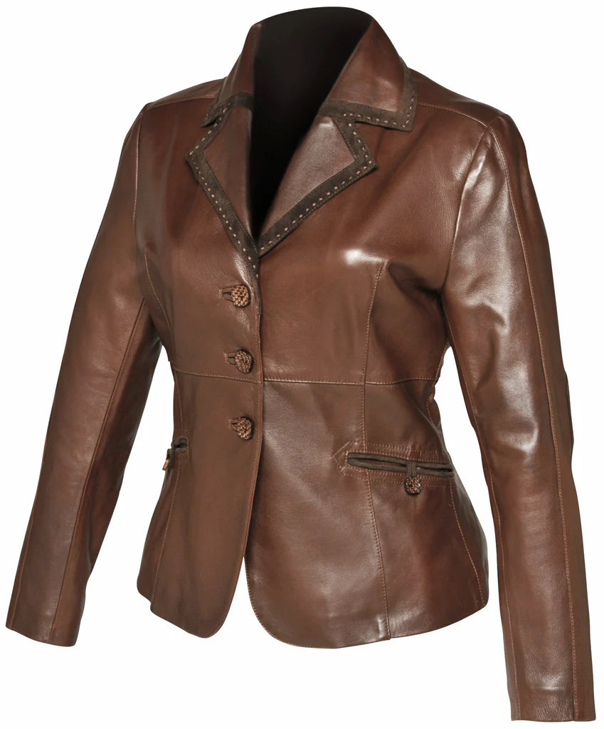 Leather Jacket CO (M64ATBO) Women's Equestrian Blazer Lamb Skin