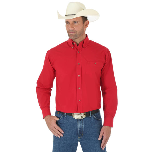Top Men's (112345804R) - Wrangler® George Straight Collection, Long Sleeve Shirt in Red