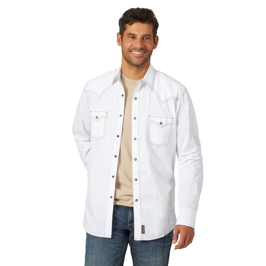 Top Men's (10MVR531W) - Wrangler Retro® Premium Long Sleeve Shirt - White