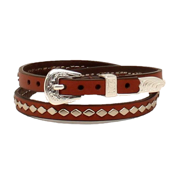 Hatband (0201102) - Brown Leather with Diamond Studs