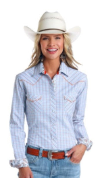 Top Women's SZN-2026 (R4S5733) - Panhandle Slim Print Shirt - Baby Blue