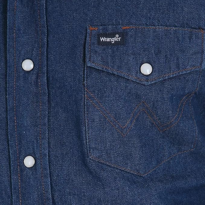Top Men's (MS1041D) - Wrangler® Wrangler® Men's Dark Denim Long Sleeve Shirt With Pearl Snaps