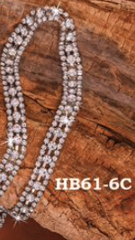 Hatband (HB61-6C) - 3 Row Silver Rhinestone Cowboy