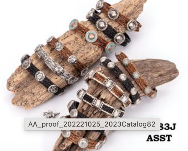 Bracelet (HH83J) - Horsehair w/ Conchos