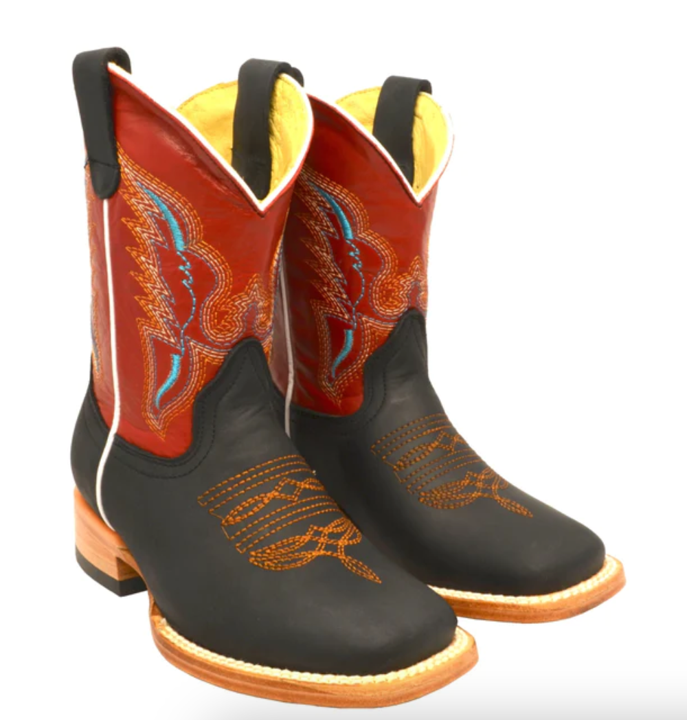 Boot Kids (3107) - Kid's Rodeo Boots - Red (Crimson) & Brown