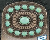 Buckle (37903) - Blazin Roxx Rectangle Silver Scroll/Turquoise Stone Belt Buckle