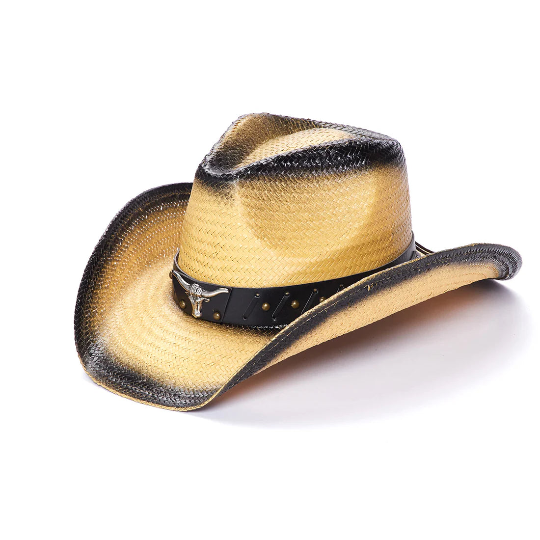 Hat (TX2230) - Natural w/ Black Longhorn