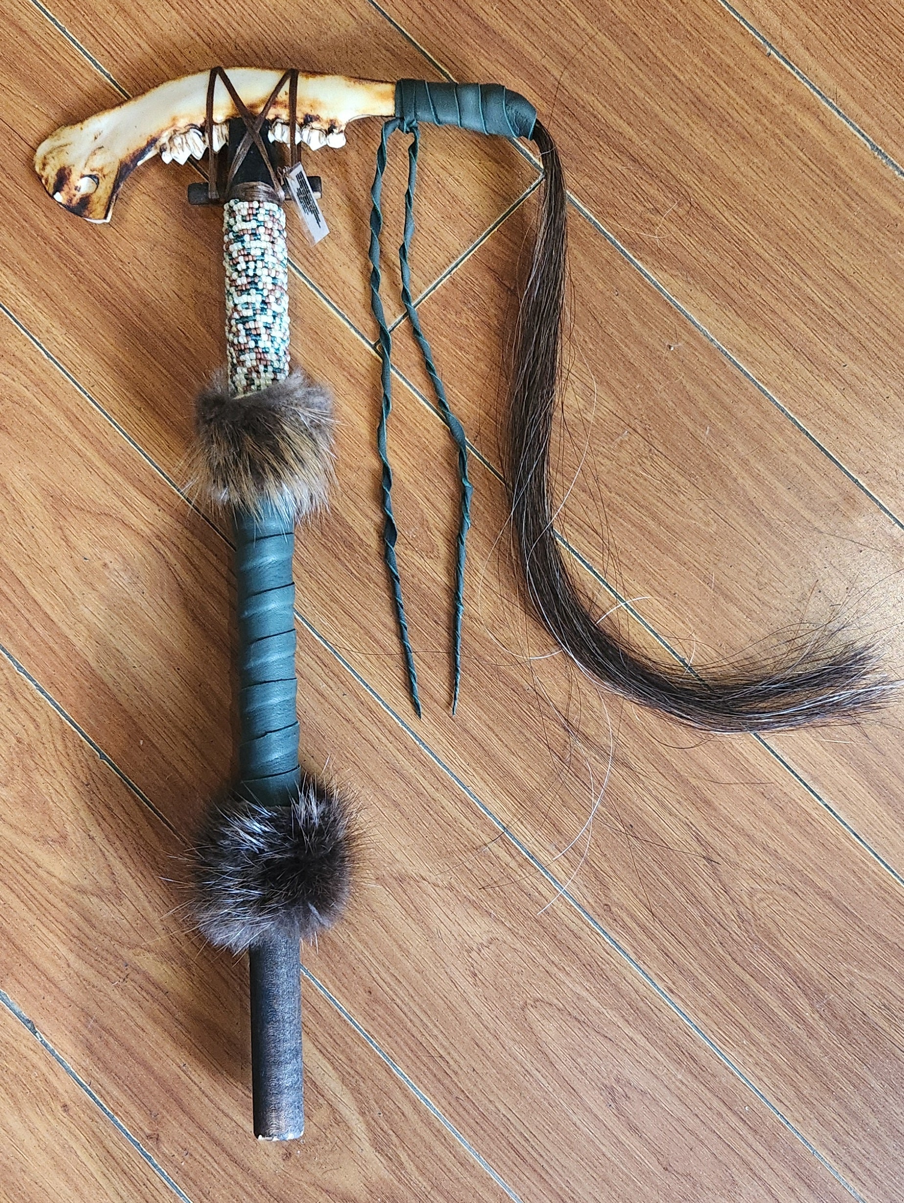 Authentic Deer Leather Tomahawk From shops Creek Tribe And Wood stick art collection