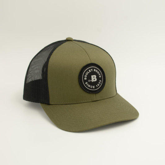 Cap (VET302) Six Panel Structured Trucker-Loden Black Mesh