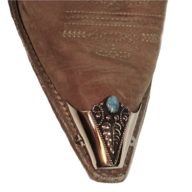 Boot Tip (AC19TTS) - Small Silver with Turquoise Stone