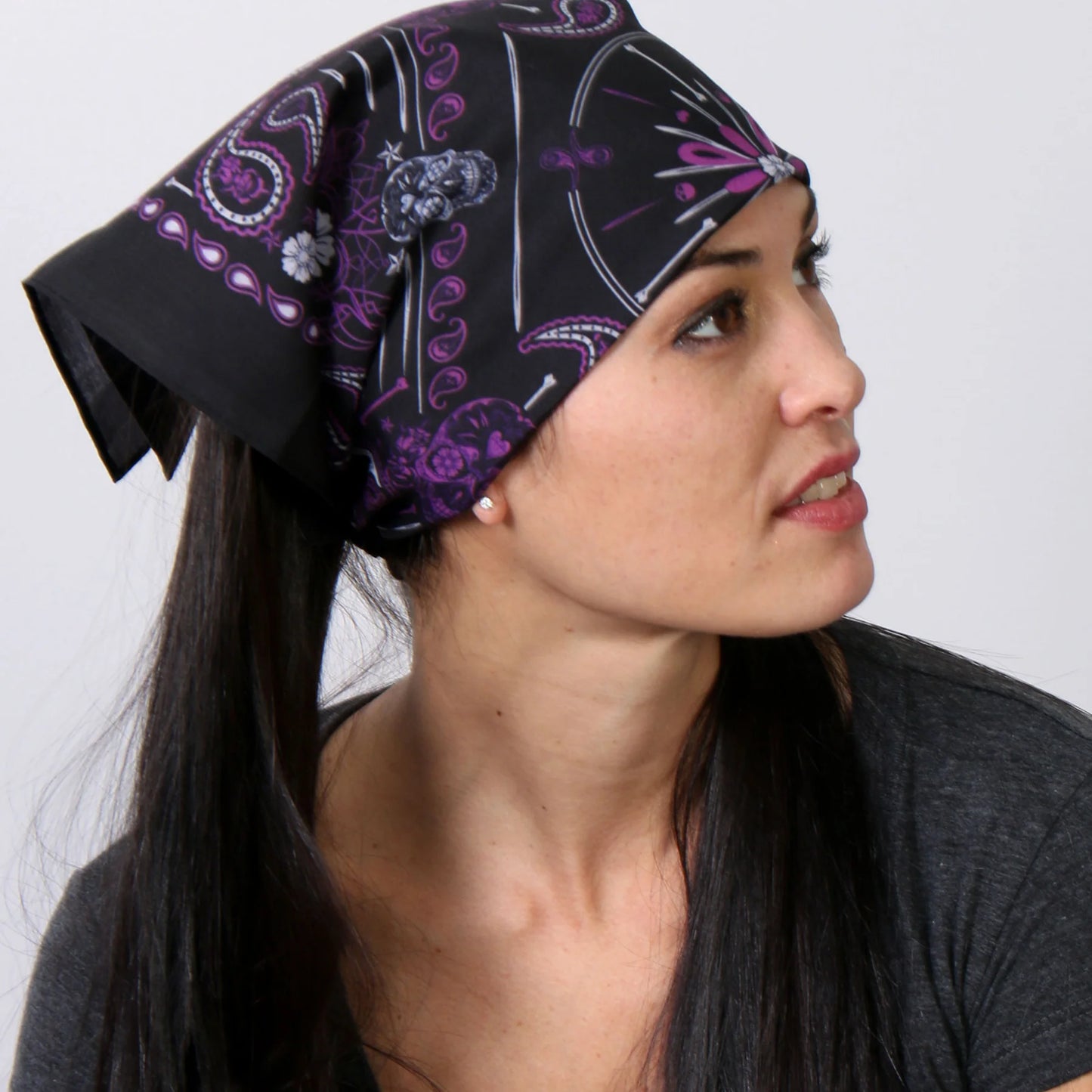 Bandana (BAB1071) - Hot Leathers Ladies Pink Paisley Skulls