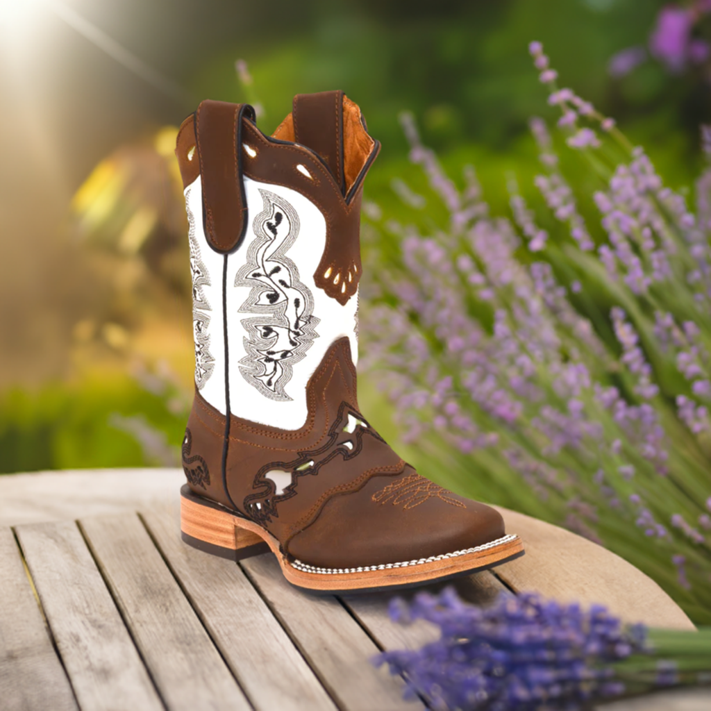 Boot Kids (3206) - Kid's Rodeo Boots in White & Brown