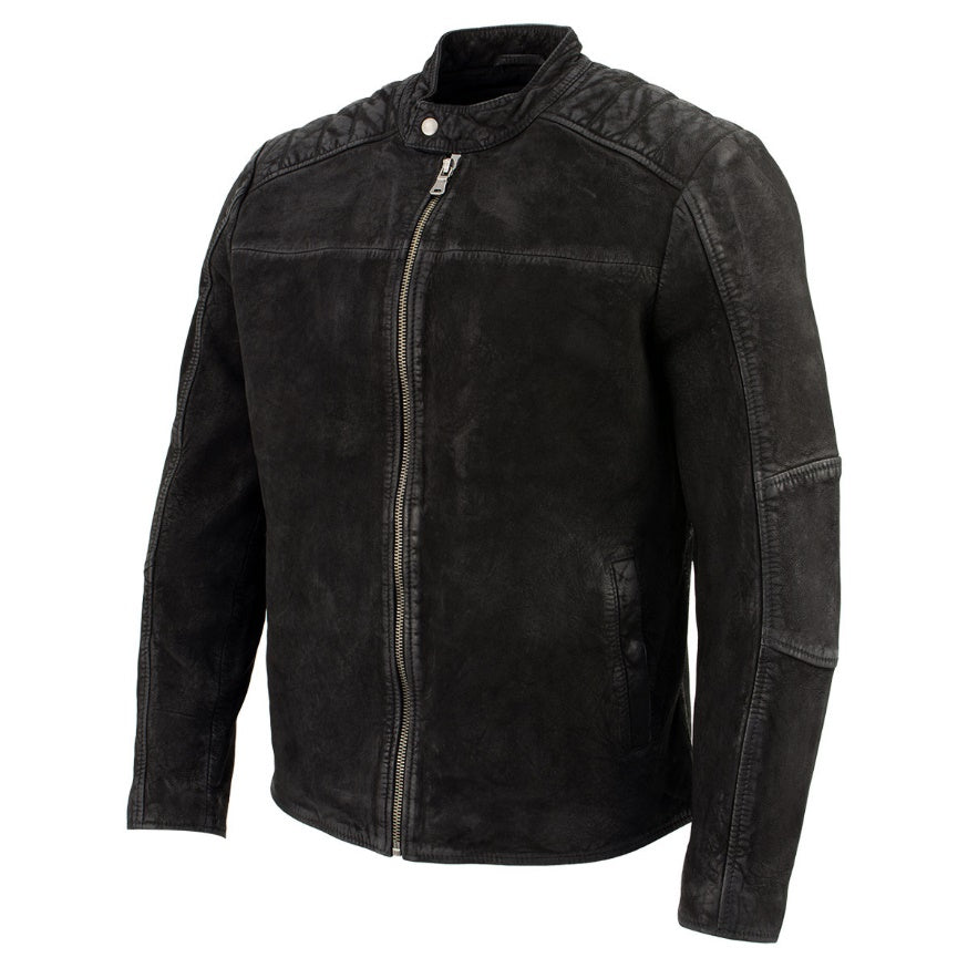 Leather Jacket CLCL (SFM1801) - Mens NuBuck Jacket with Euro Collar