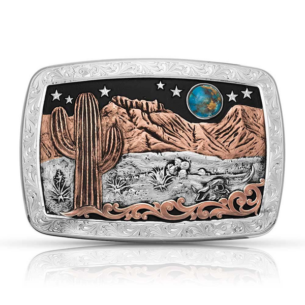 Buckle (42110) - Montana Silversmiths Desert Moon Turquoise Cactus