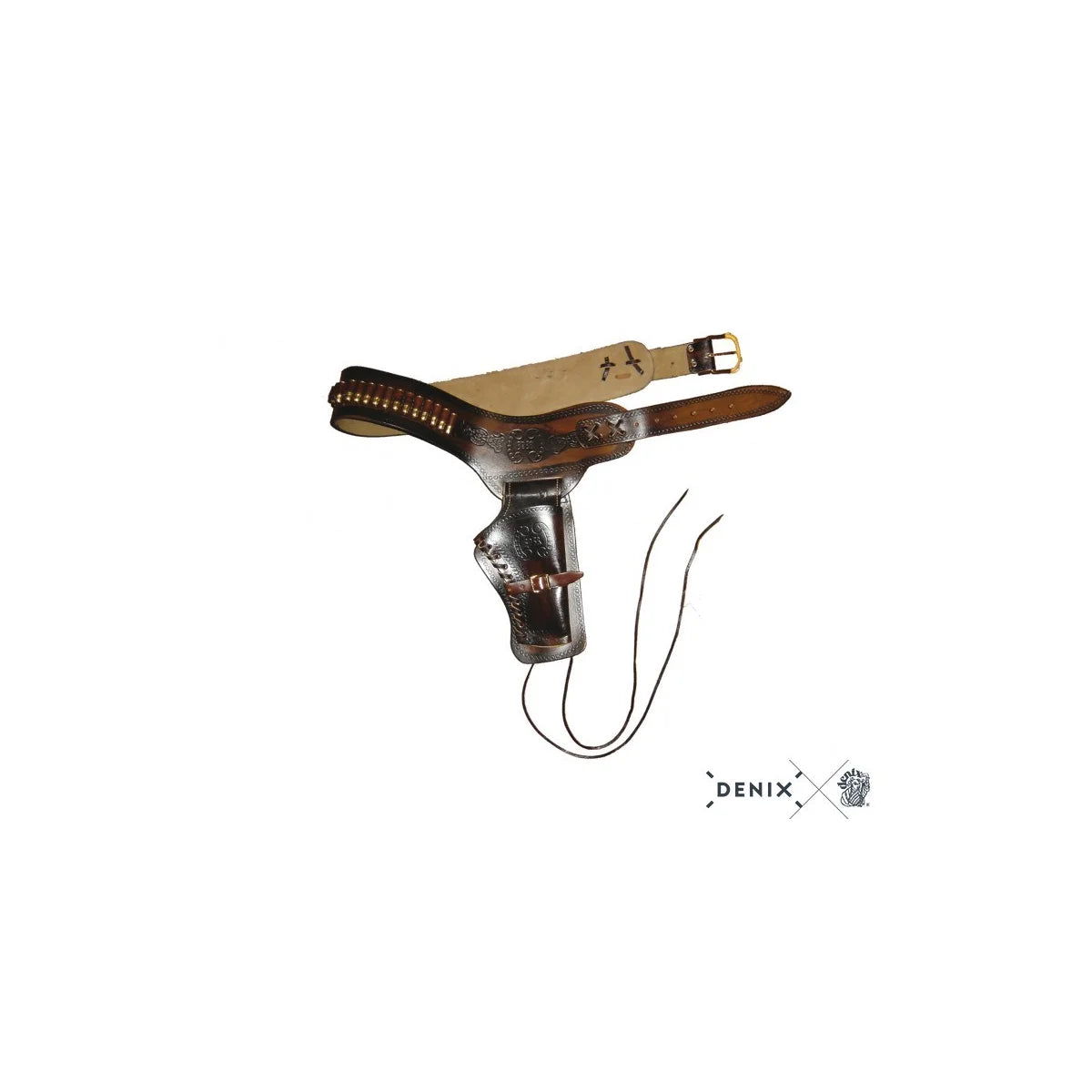 Holster (07703-BL) - Leather Single Revolver with Bullets