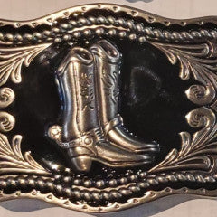 Buckle (10309) - Black Enamel Boots Rectangle 3.75"