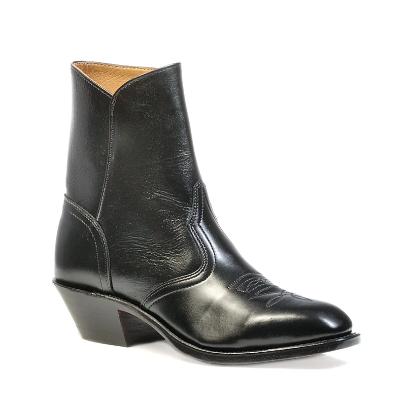 Boot Men's (1114) - Boulet 7" Western Toe Western Dress Boot with Side Zipper in Torino Black