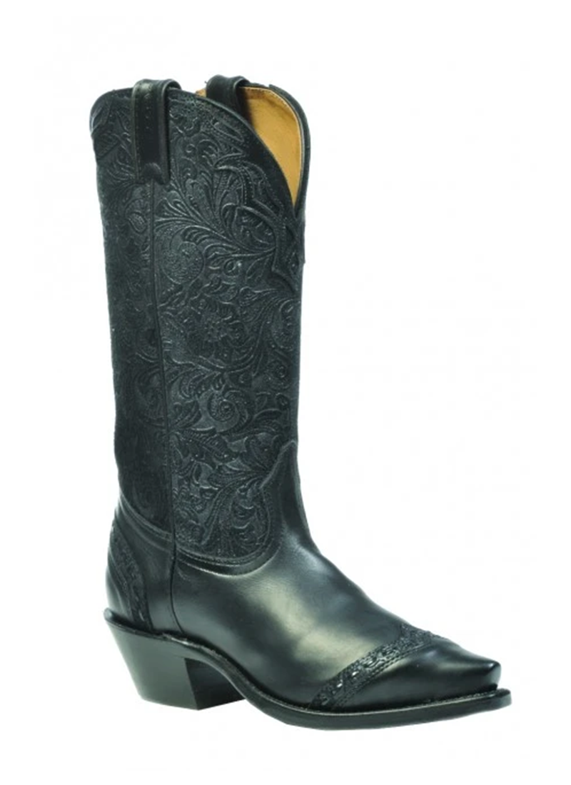 Boot Women's SO (1656) - Boulet 13" Western Cowboy Snip Toe in Selvaggio Black & Barocco Blue