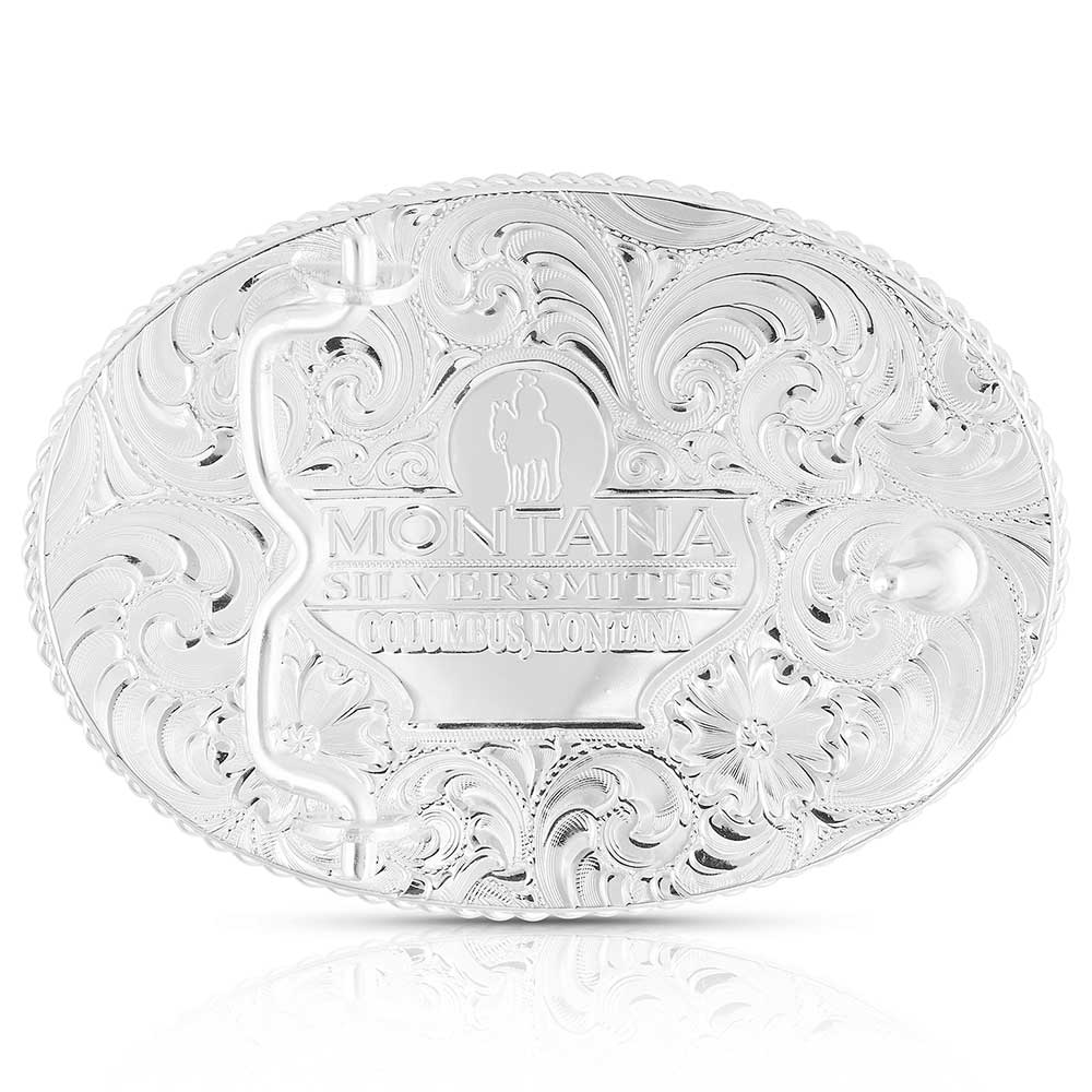 Buckle DCL (1849-767M) - Small Two-Tone Engraved Western Buckle with Longhorn