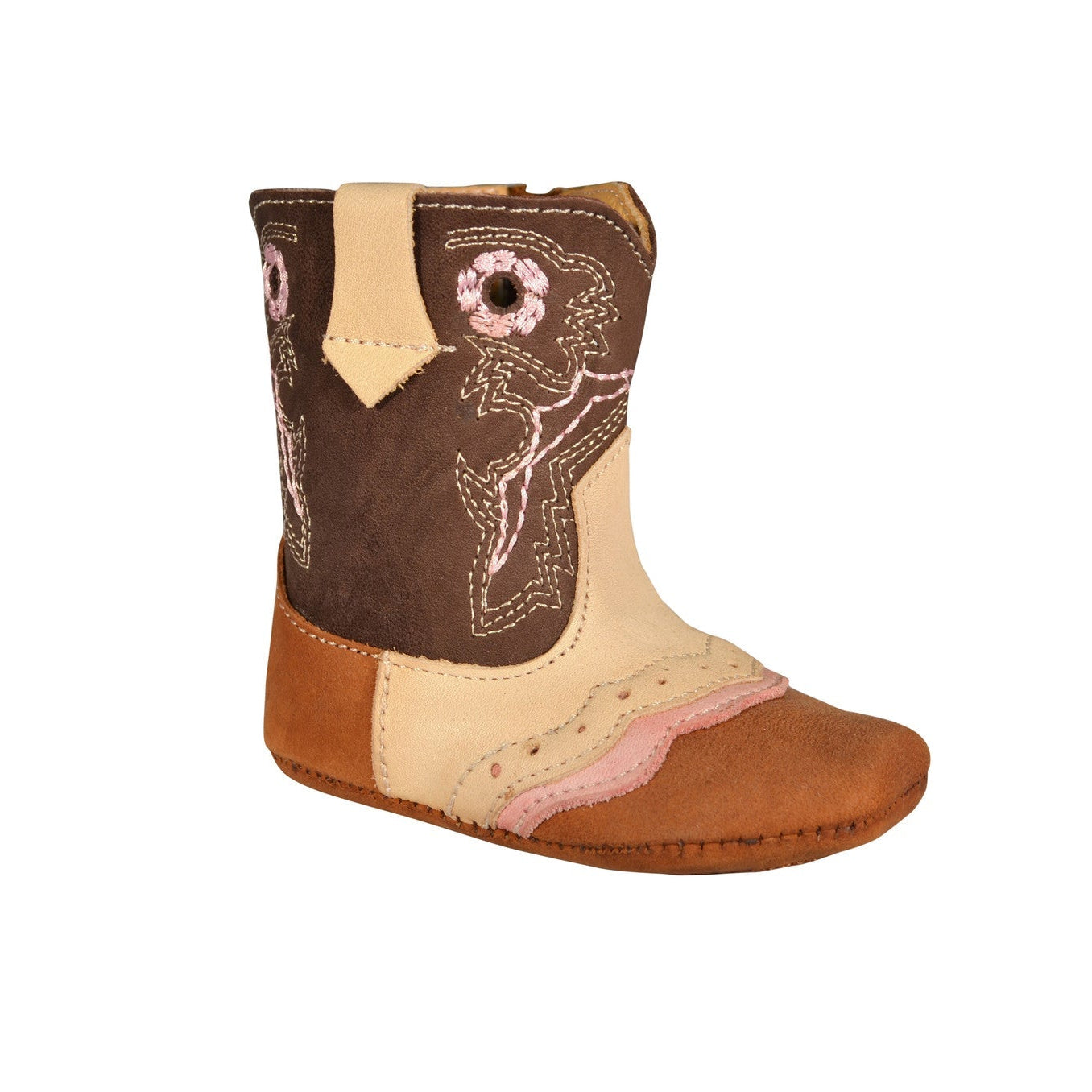 Boot Kids (0350) - Infant Lil' Cowpoke Boots w/Flower - Pathe/Brown/Beige
