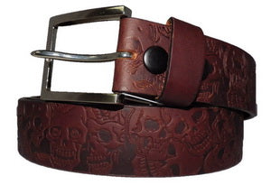 Belt (532) - Skulls Leather Belt