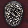 Bolo Tie (AC54U) - Silver & Black Hand Engraved
