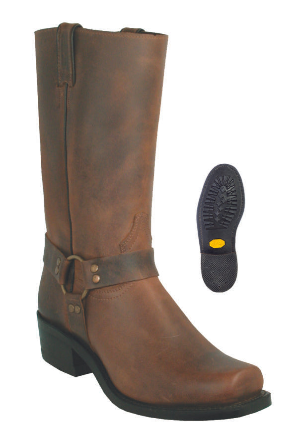 Boot Men's SO (2131) - Boulet 12" Broad Square Toe Dogger Strap Motorcycle Boot in Hillbilly