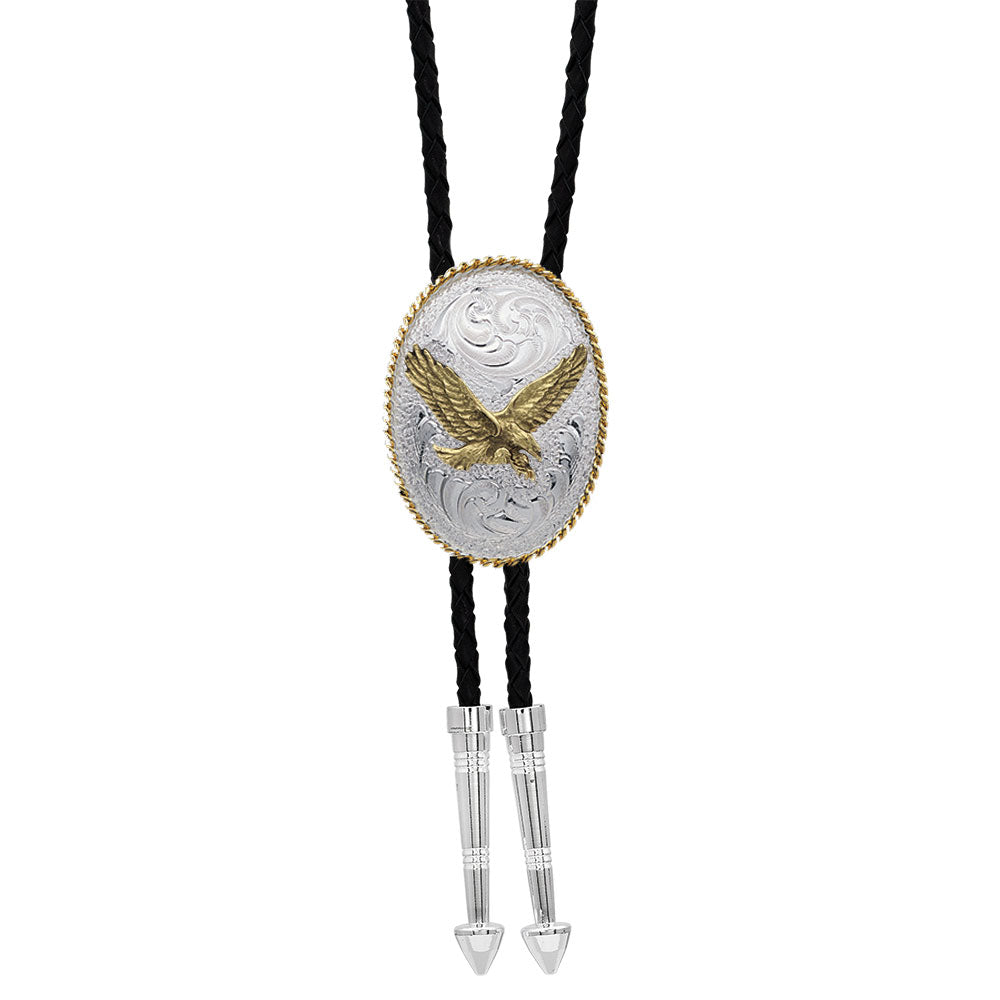 Bolo Tie (BT6) - Eagle, Gold & Silver