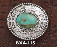 Buckle DCL (BXA-11S) - Round Silver Belt Buckle with Turquoise Stone