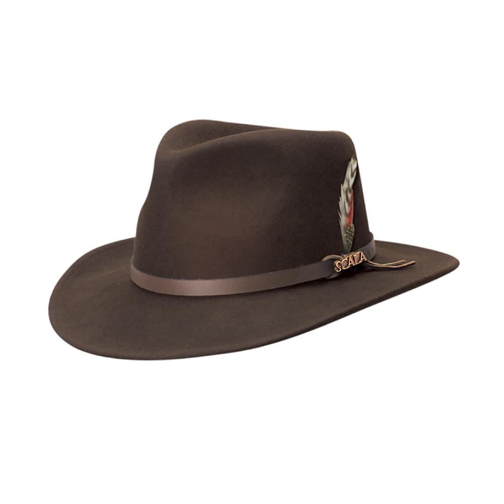 Hat (DF6) - Dorfman Scala Dakota Water Repellent Wool Felt Crushable Outback with Feather