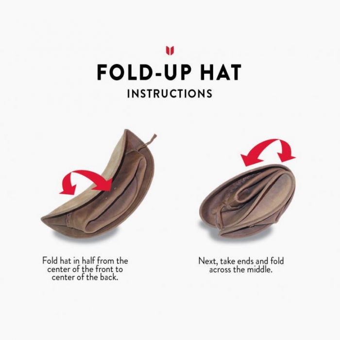 Hat (9523) - Minnetonka Fold Up Leather Braid Hat - Dark Brown