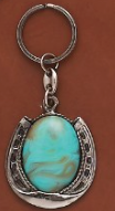 Keychain (KC-43) - Silver with Turquoise Stone Horseshoe