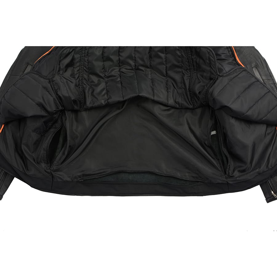 Leather Jacket (LKM1711) - Men’s Police Style with Gun Pockets